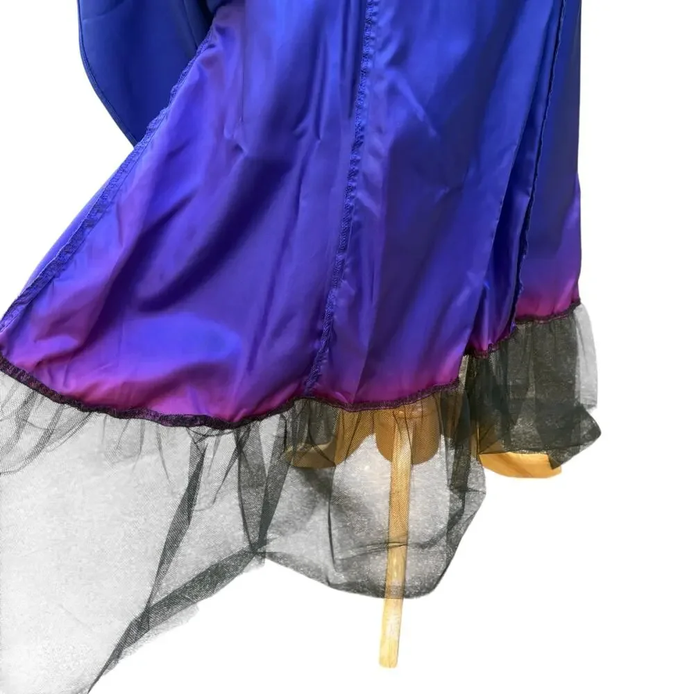 VTG ZumZum Prom Dress Gown 3/4 Blue Velvet Unconventional Lace Formal Glam 90s‎